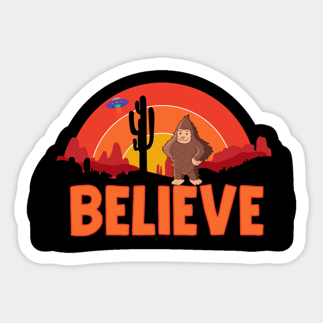 Bigfoot UFO Believe Conspiracy Theory Sticker by UNDERGROUNDROOTS